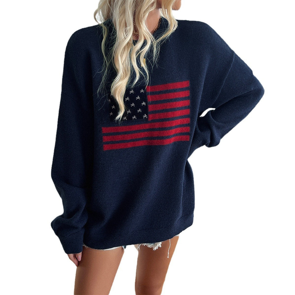 Women's Independence Day Long-sleeved Casual T-shirt in Yarn-dyed Styles