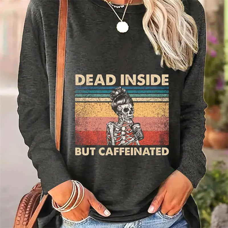 Casual Women’s Long Sleeve Round Neck T-shirt with Simple Spring and Autumn Patterns