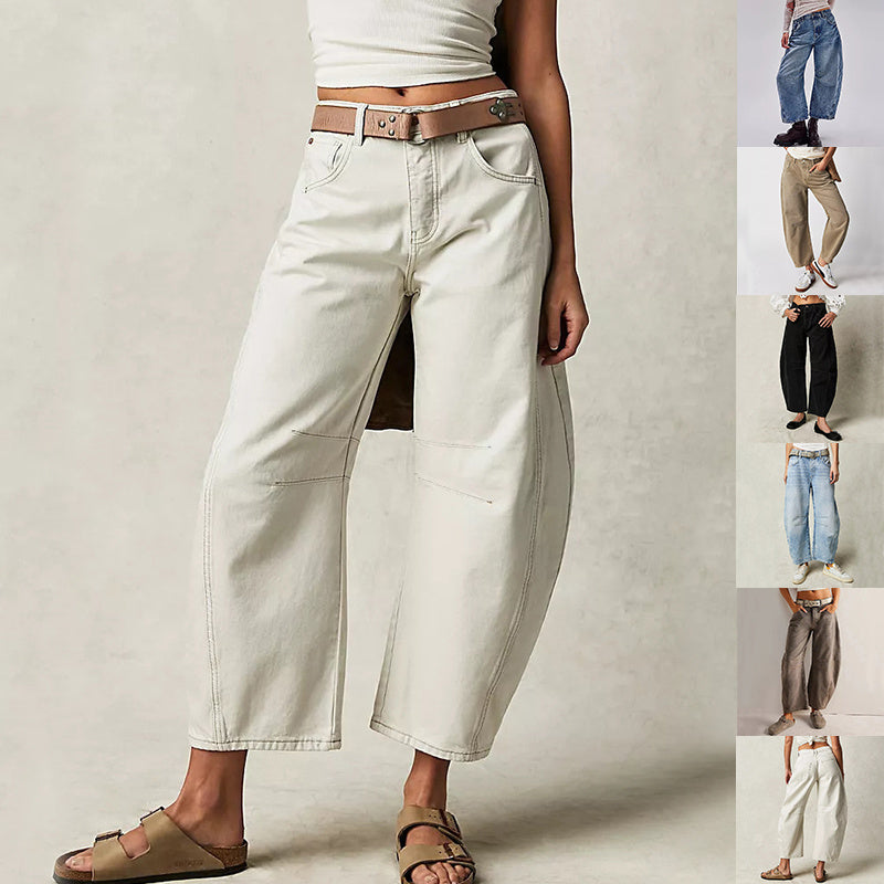 Chic Summer Wide-Leg Cotton Trousers for Women - Commuter Style