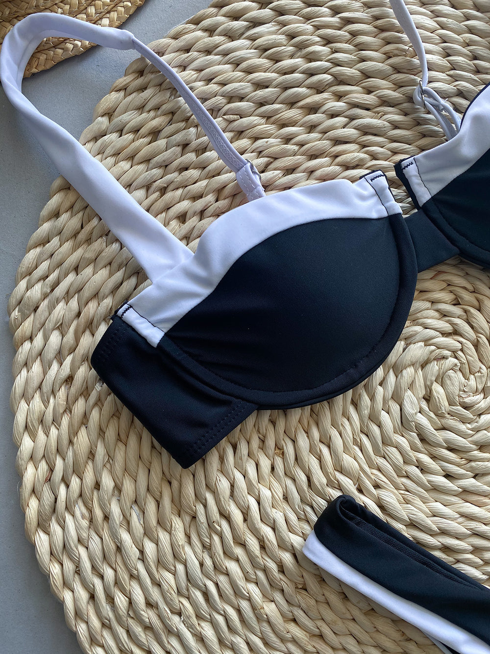 Stylish Stitch-Detail Women's Bikini Set in Black