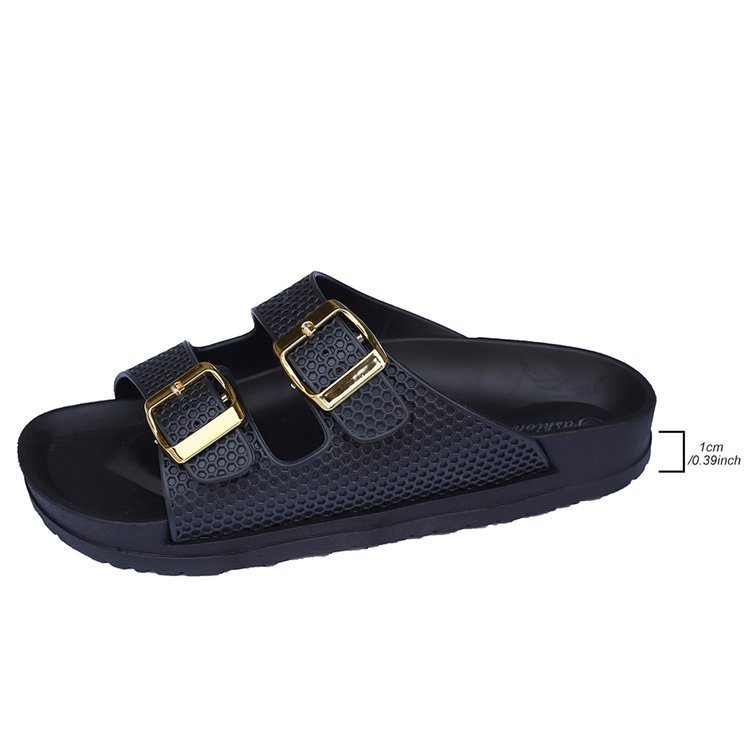 Chic Women's Flat Sandals with Buckle - Summer Collection