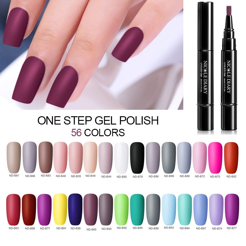 Gel Nail Polish Pen with Phototherapy Glue - 74 Colors, 5ml