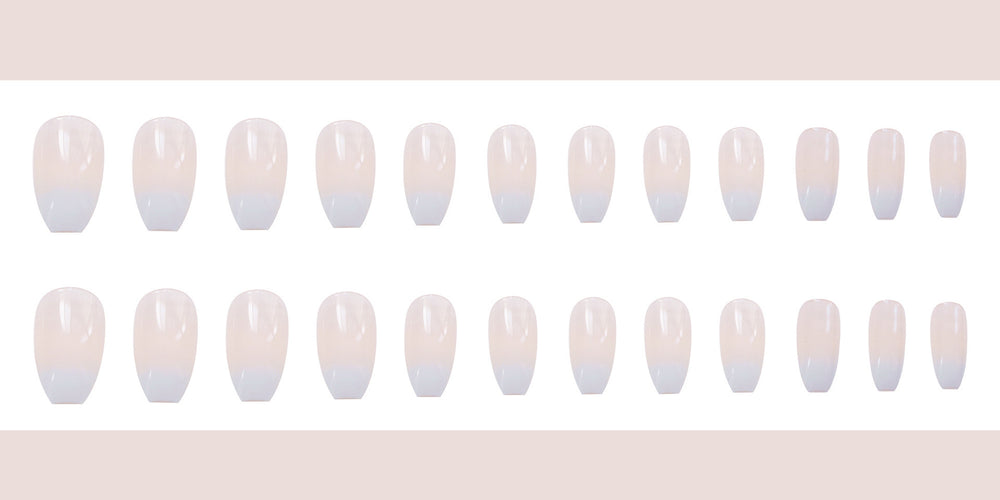 Fashionable Ballet White Gradient False Nail Patch Set