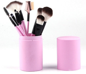 12-teiliges Make-up-Pinsel-Set mit Kunststoffgriffen und Viskoseborsten