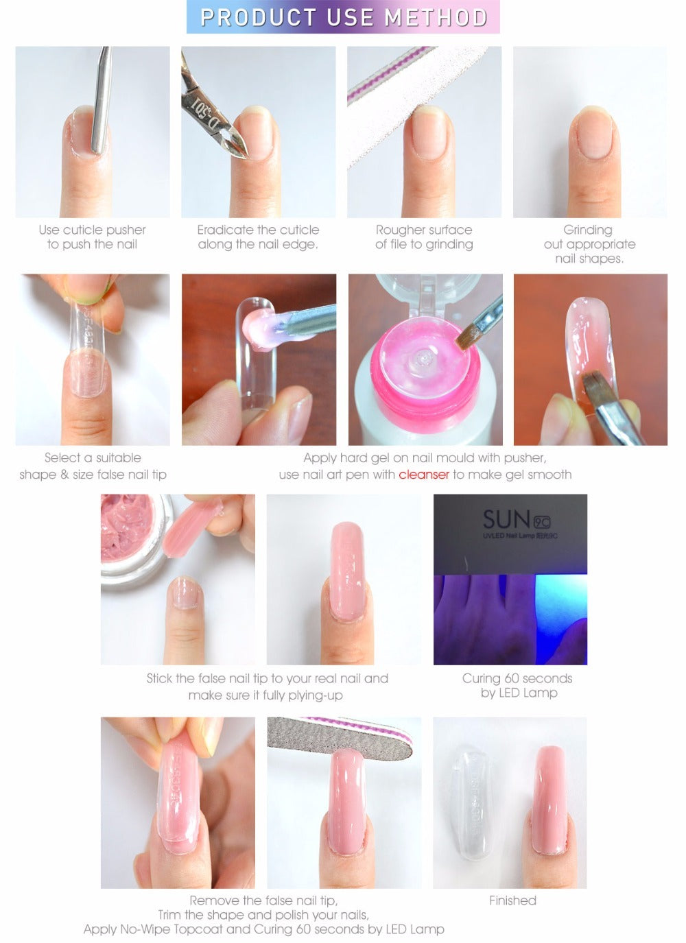 Nail Extension Gel Base for Quick Phototherapy with LED Light Compatibility