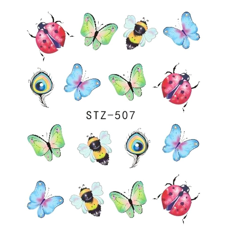 Butterfly and Floral Nail Art Water Transfer Decal Stickers - Creative Manicure Set