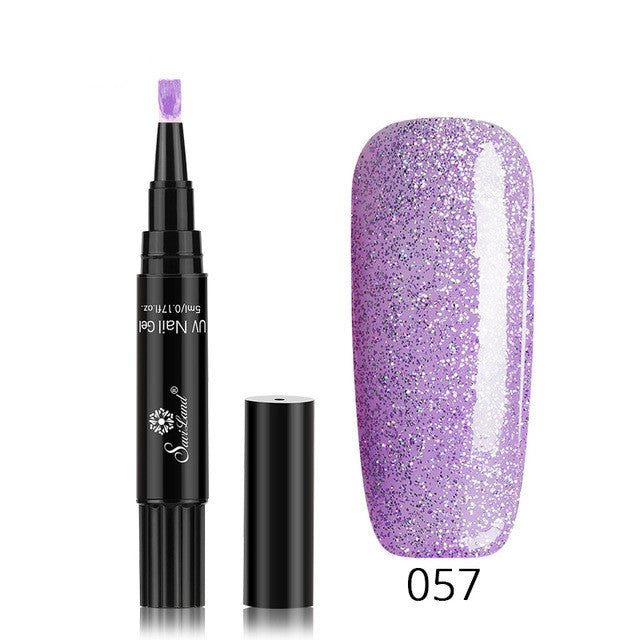 Glitter Gel Nail Art Pen - 3-In-1 Hybrid Polish for Professional Nail Designs