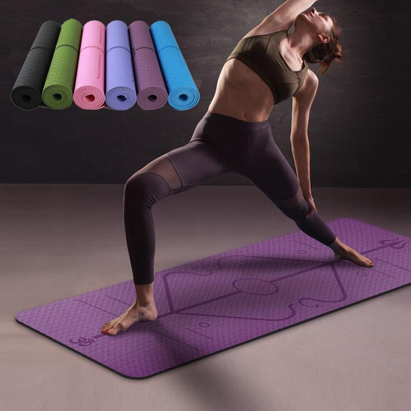 Tappetino yoga Pro Line TPE per principianti con guida alla posizione