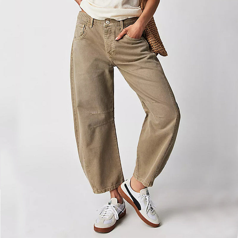 Chic Summer Wide-Leg Cotton Trousers for Women - Commuter Style