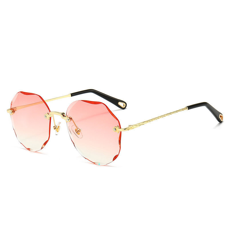 Polygonale Sonnenbrille Damen Randlose Sonnenbrille