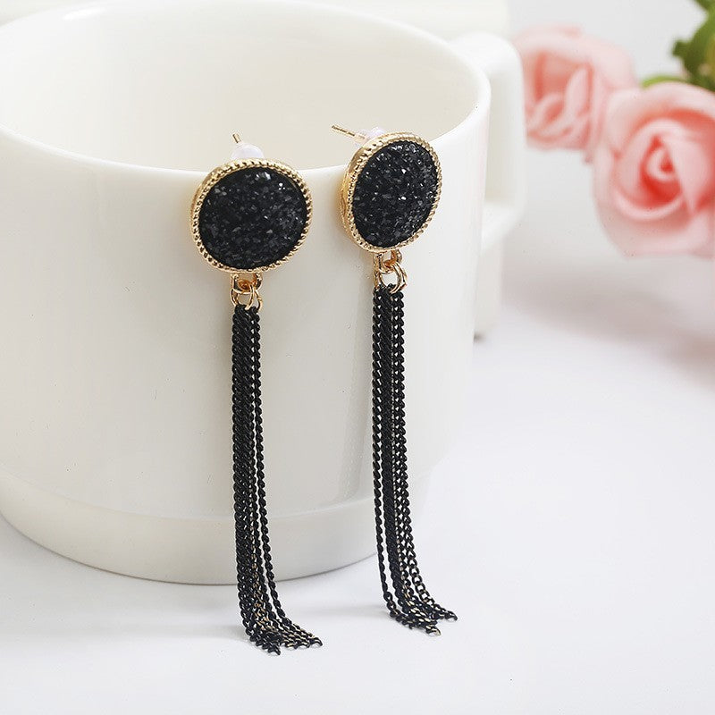 Chic Long Tassel Earrings, Geometric Women's Accessories, Korean-Inspired Versatile Jewelry