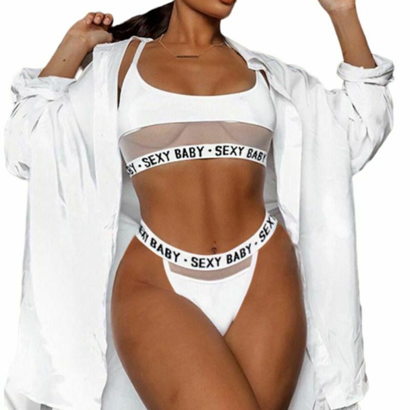 Lace-Up Lettered Cutout Bikini Set