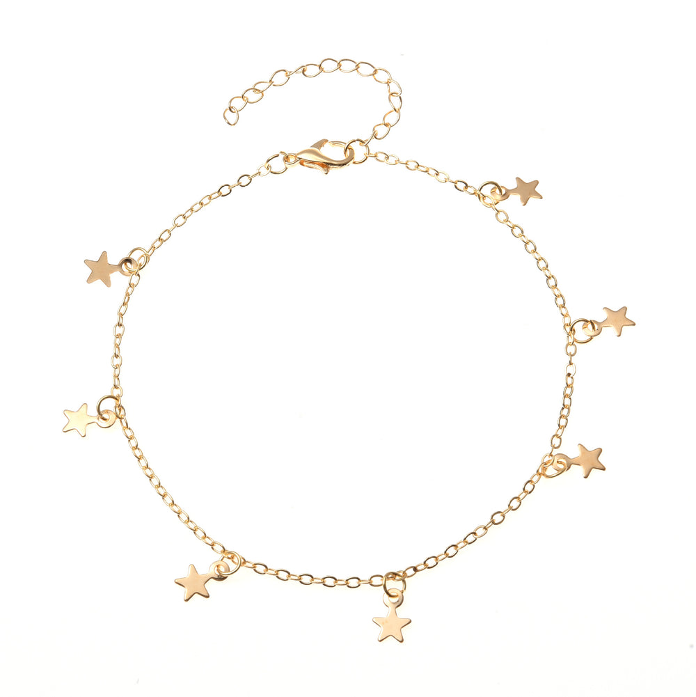 Star-Shaped Heart Charm Anklet