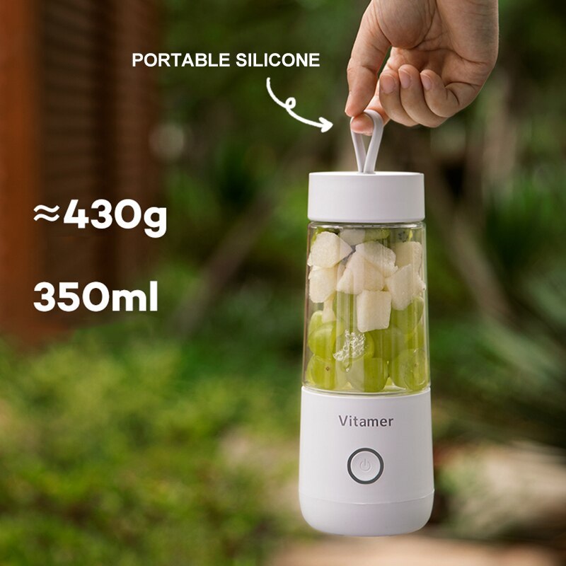 Portable USB Rechargeable Blender Mixer Juicer Bottle - 350ml White Smoothie Cup