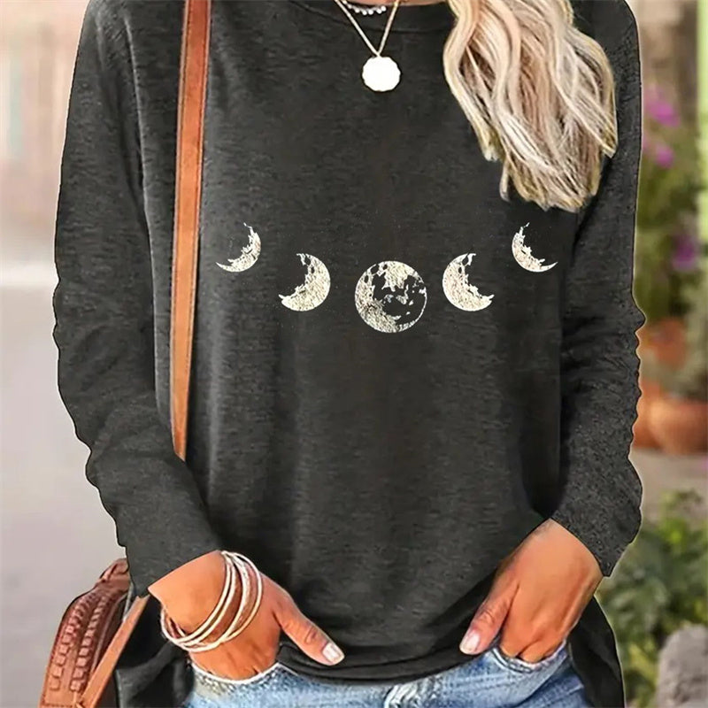 Casual Women's Long Sleeve T-shirt with Simple Pattern for Spring and Autumn