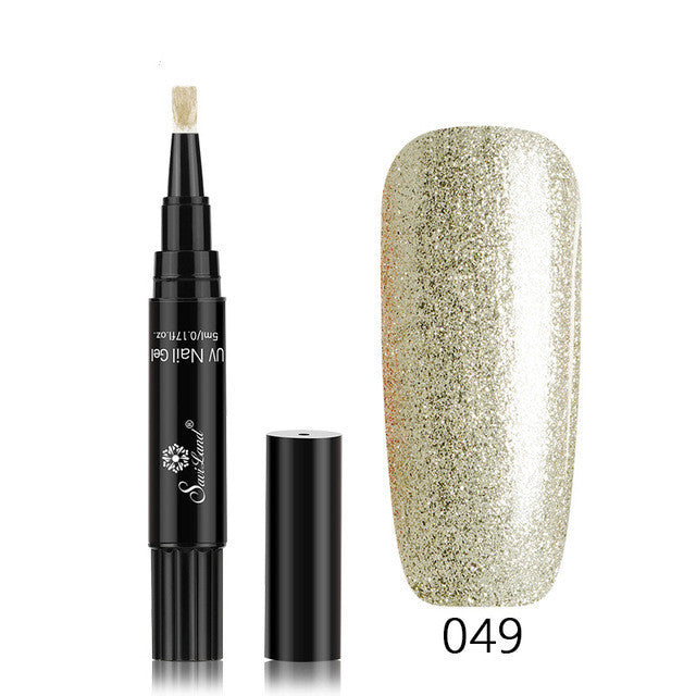 Penna per nail art in gel glitterato - Smalto ibrido 3 in 1 per design di unghie professionali