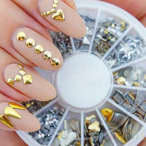 Golden and Silver Acrylic Nail Sticker Set for Artistic Nail Designs