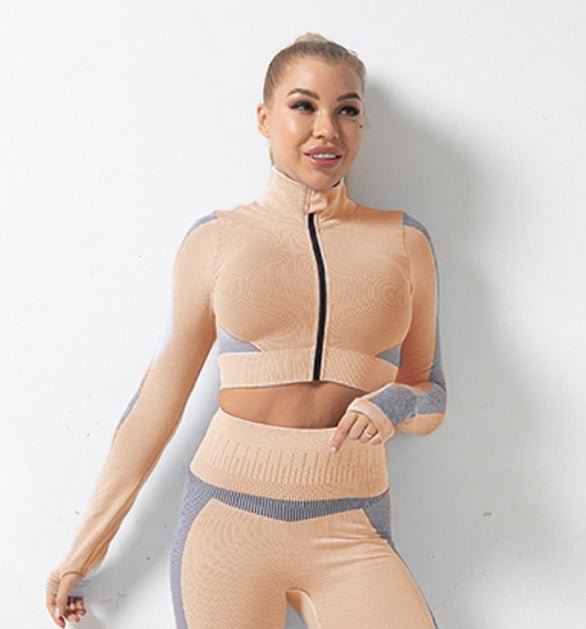 Autumn Winter Seamless Fitness Zip-Up Yoga Jacket & Leggings Set