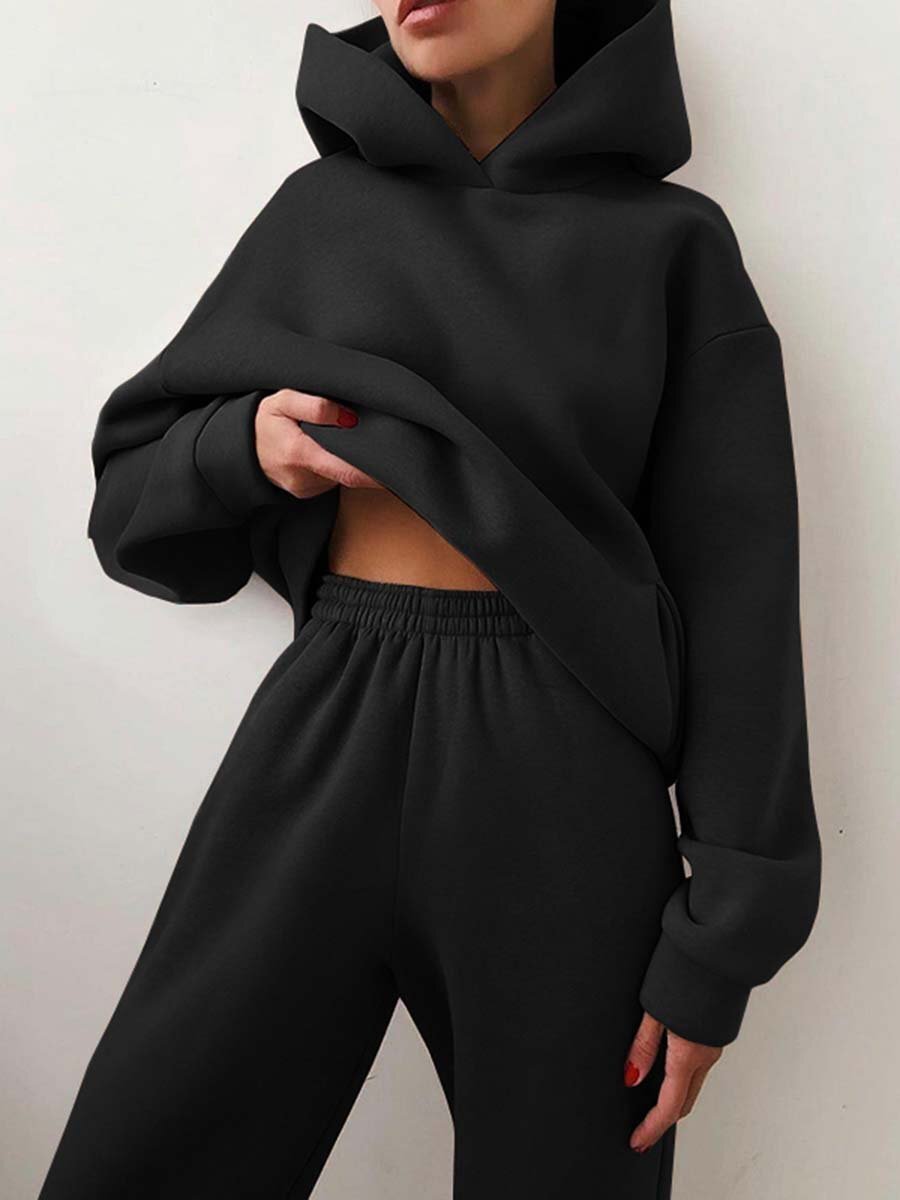 Stylish Women's Hooded Sweater and Tracksuit Set