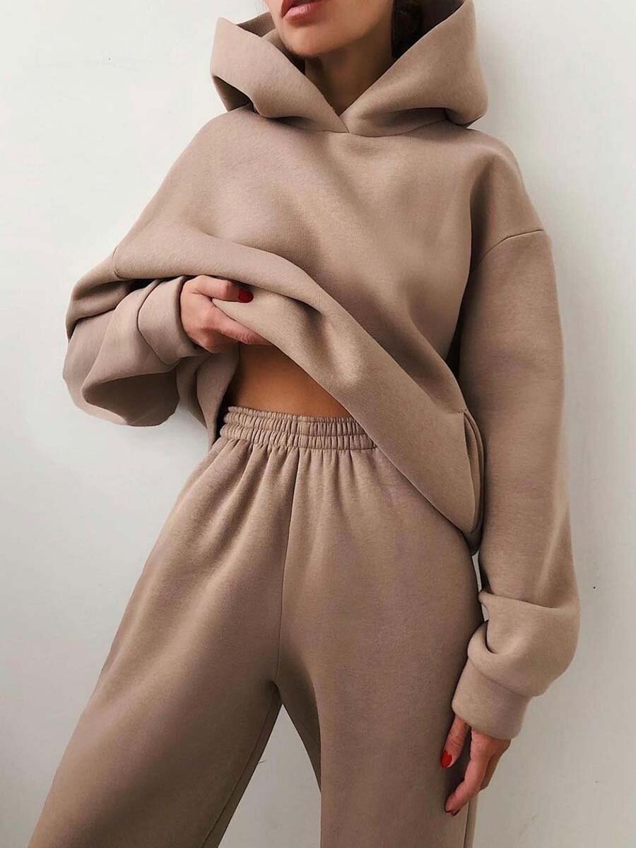 Stylish Women's Hooded Sweater and Tracksuit Set