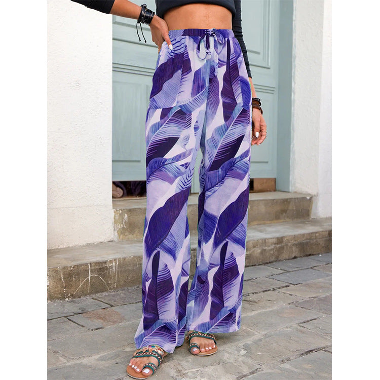 Chic Printed Wide-Leg Trousers for Women