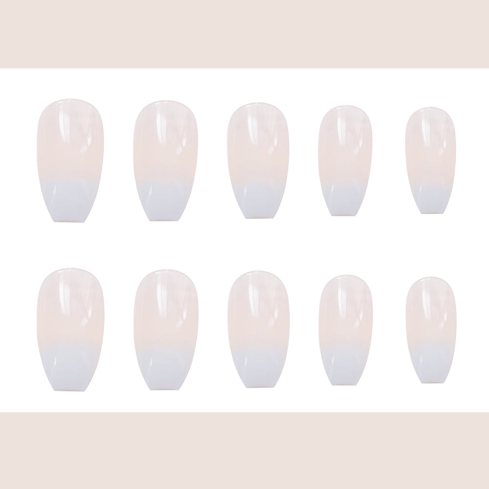 Fashionable Ballet White Gradient False Nail Patch Set