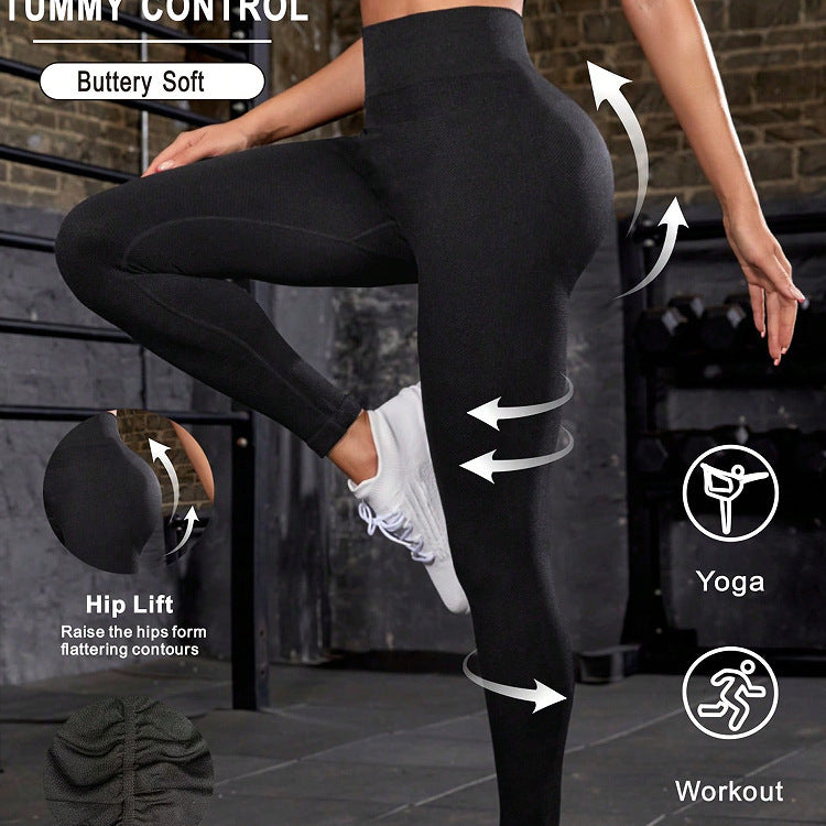 Fitness-Leggings mit hoher Taille für Damen - Schwarze Yogahose