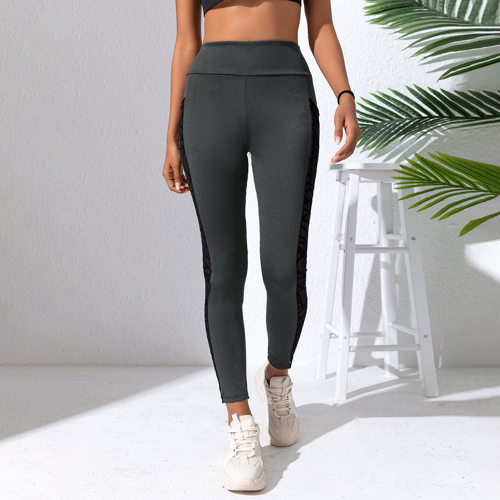 Yoga Leggings with Mesh Detailing for Enhanced Figure Contouring