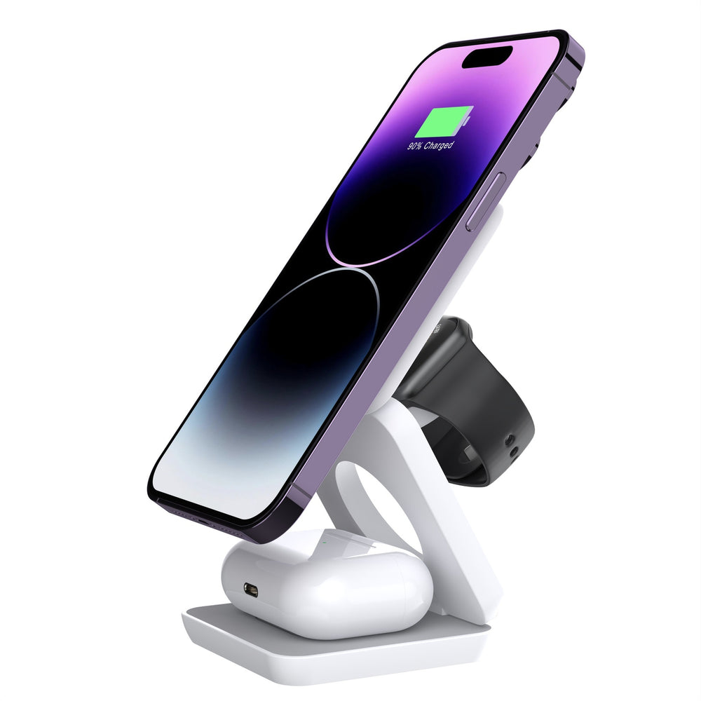 Foldable 3-in-1 Magnetic Wireless Charging Stand with Portable design