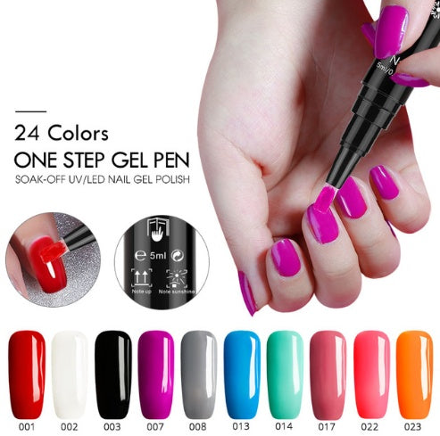 Glitter Gel Nail Art Pen - 3-In-1 Hybrid Polish for Professional Nail Designs