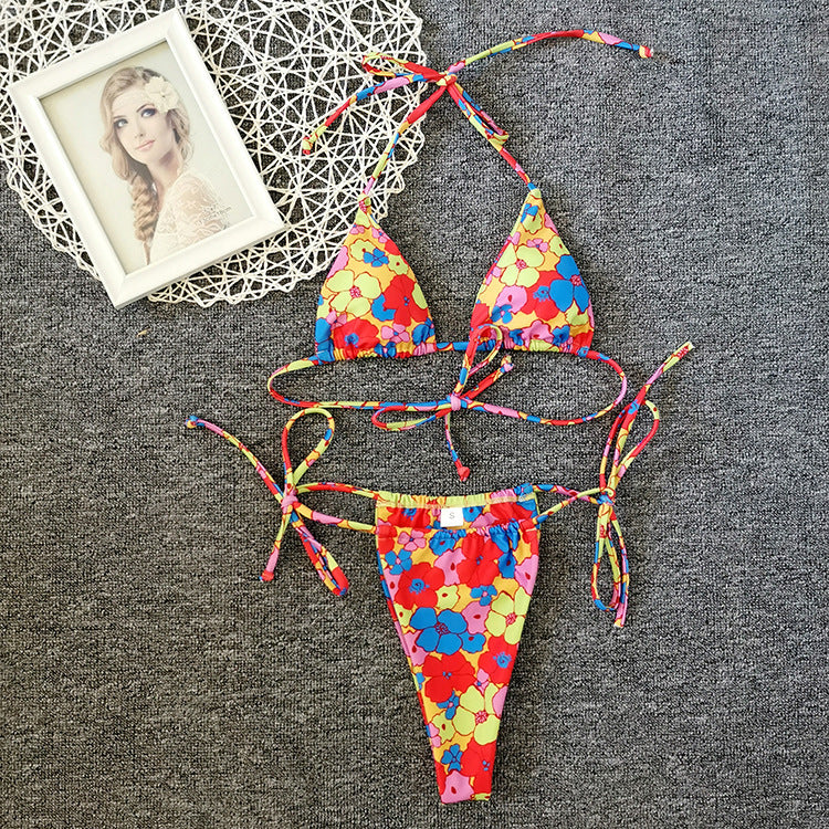 Nuovo costume da bagno bikini con coulisse floreale da donna