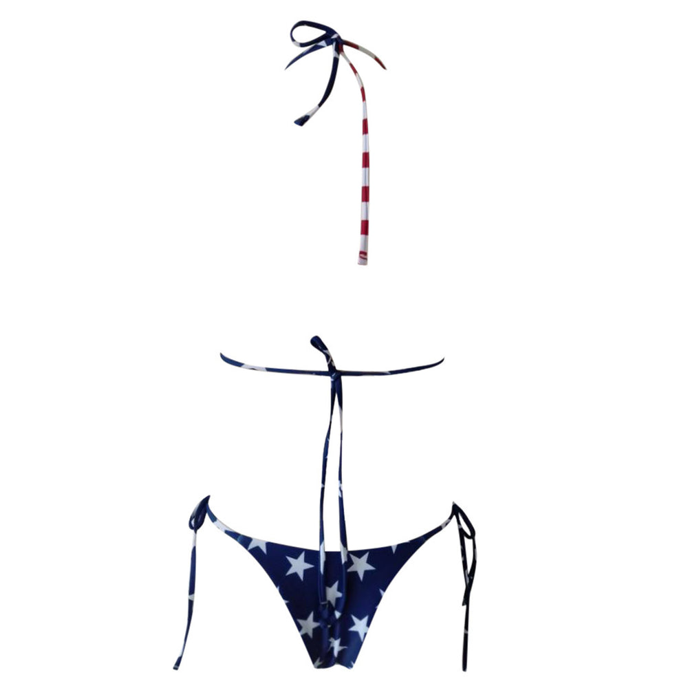 Stylischer bedruckter Bikini-Badeanzug mit Schlitz