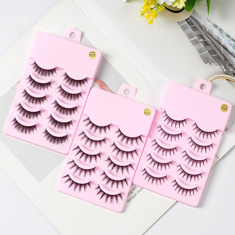 5 Pairs Anime-Inspired Manga Lashes for Cosplay - Natural Wispy Korean Makeup False Eyelashes