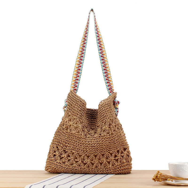 Bohemian Casual Woven Paper Tote Bag