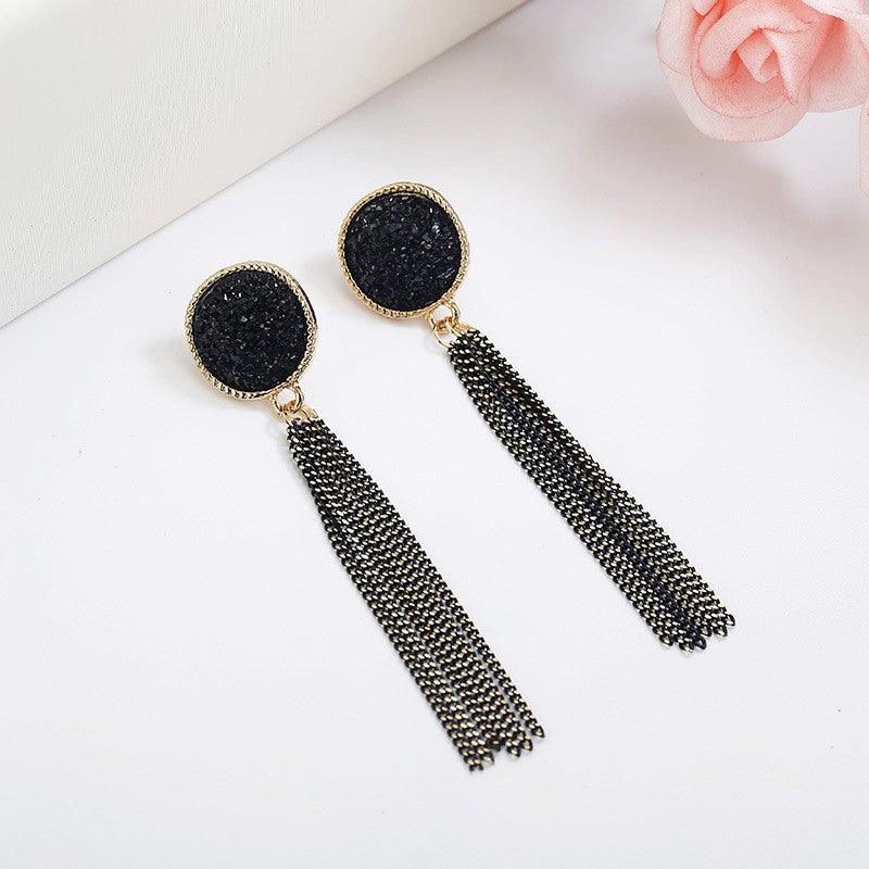 Chic Long Tassel Earrings, Geometric Women's Accessories, Korean-Inspired Versatile Jewelry