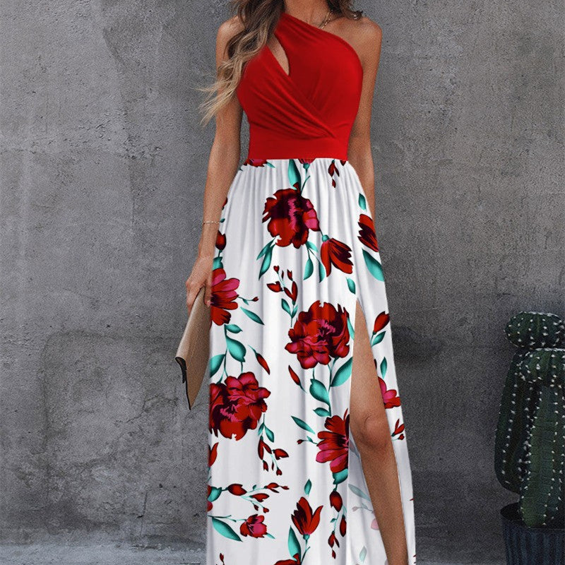 Floral Print Asymmetric Long Dress - Chic Women's Summer Apparel