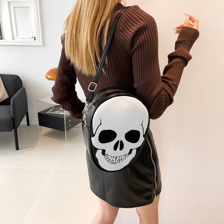 Whimsical Skull Messenger Bag for Kids and Couples - Waterproof and Anti-Theft Outdoor Shoulder Bag