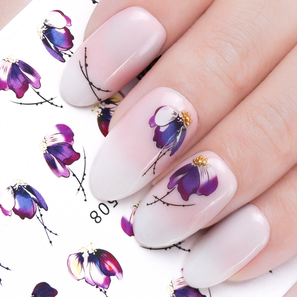 Adesivi per nail art con farfalle e fiori, trasferimento ad acqua - Set manicure creativo