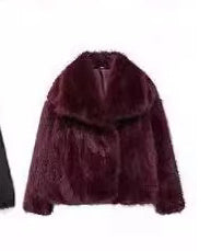 Elegante cappotto invernale in peluche per donna - Capispalla casual a maniche lunghe con risvolto spesso