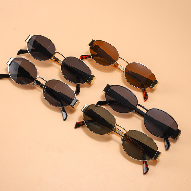 Retro Metal Oval Sunglasses with Customizable Frame Options