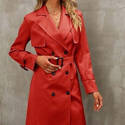 Chic Double Breasted Casual Trench Coat for Women – Autumn Fashion in Multiple Colors