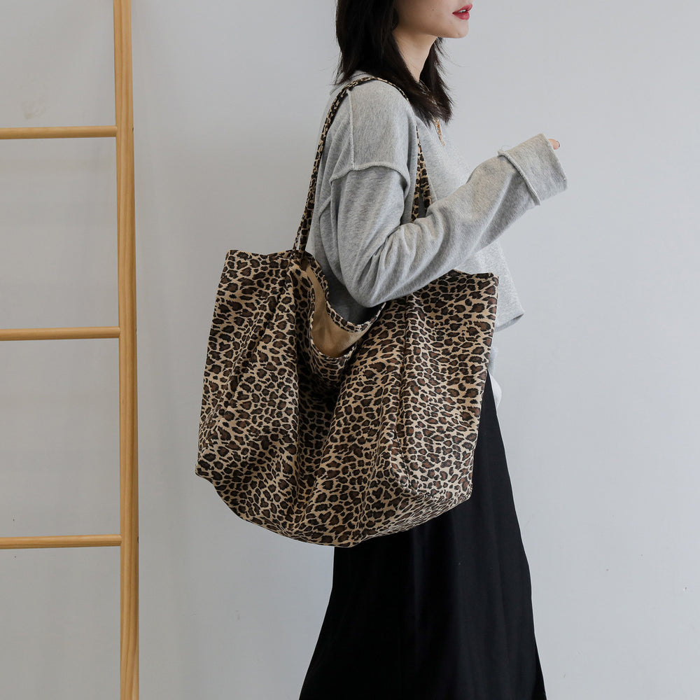 Leopard-Print Casual Shoulder Bag for Shopping and Daily Use