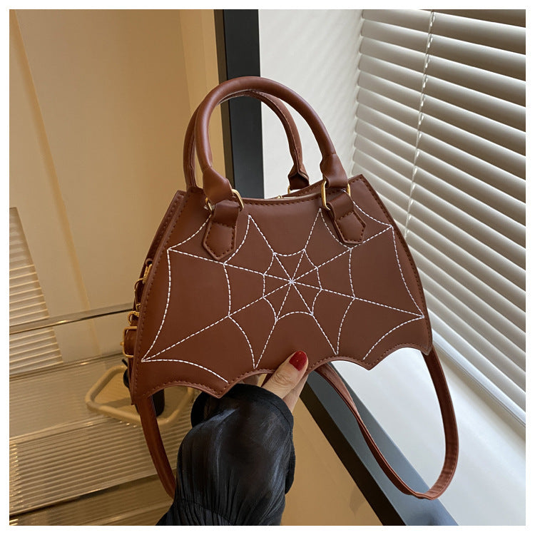 Halloween-inspirierte Umhängetasche mit Spinnennetz - Stilvolle Damen-Schulterhandtasche mit Griff