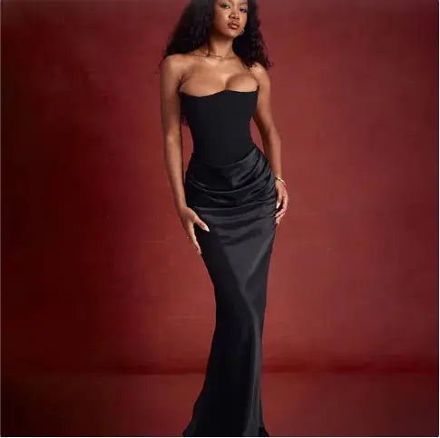 Glamorous Strapless Black Party Dress