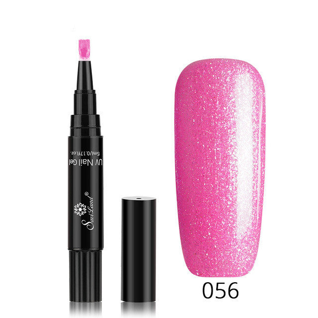 Glitter Gel Nail Art Pen - 3-In-1 Hybrid Polish for Professional Nail Designs