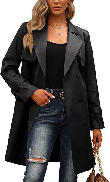 Chic Double Breasted Casual Trench Coat for Women – Autumn Fashion in Multiple Colors