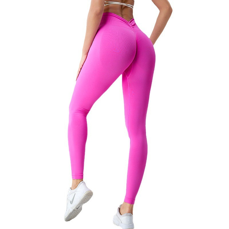 Seamless Peach Hip Raise Women's Running Leggings for Outdoor Fitness