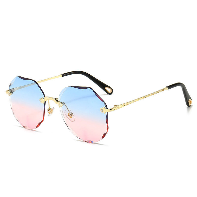 Polygonale Sonnenbrille Damen Randlose Sonnenbrille