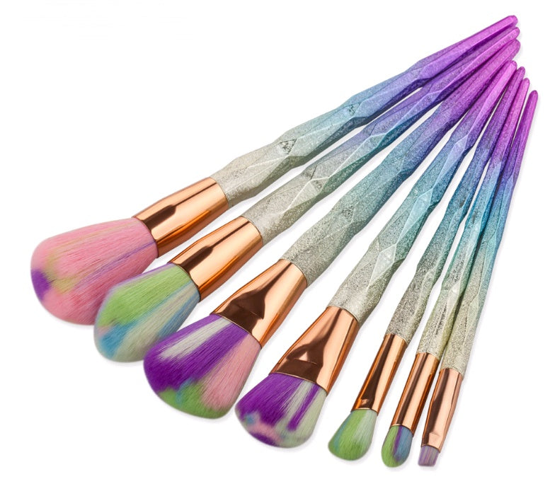 7-Piece Diamond Makeup Brush Set for Flawless Foundation Application