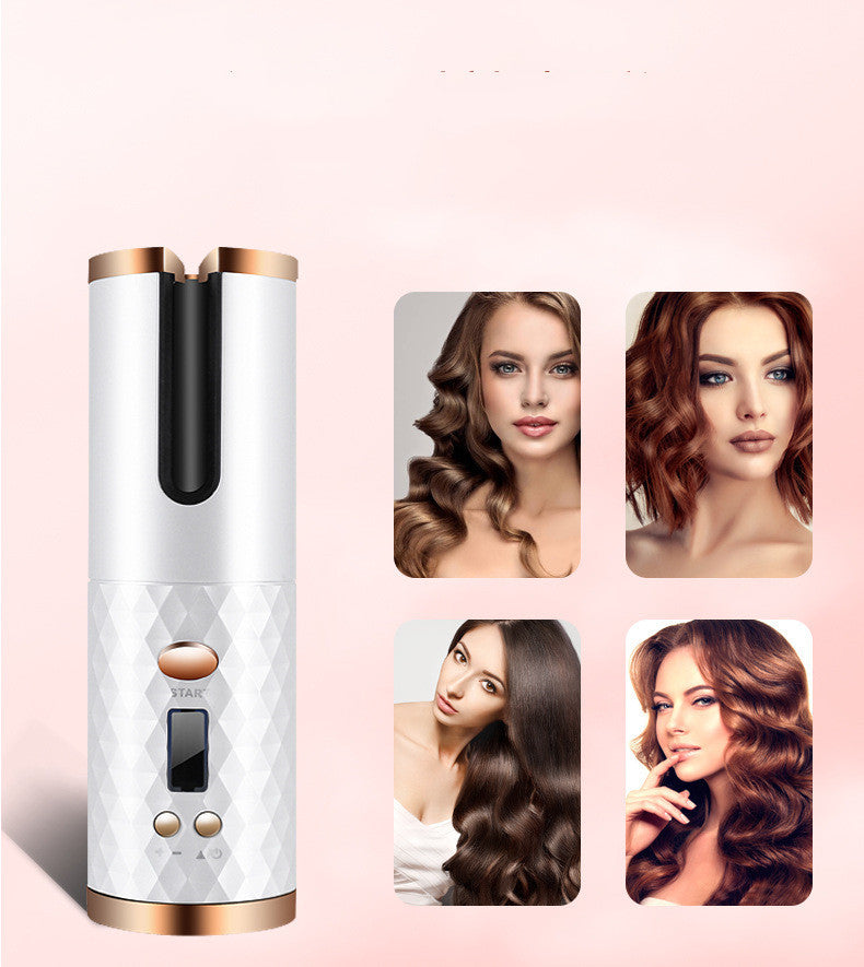 Cordless Auto Curler with LCD Display and Rechargeable Feature